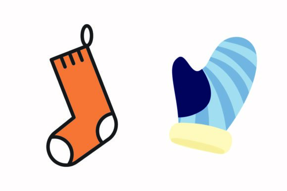 Christmas Blue Glove Illustration Vector