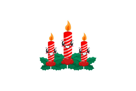 Christmas Cute Candle Vector