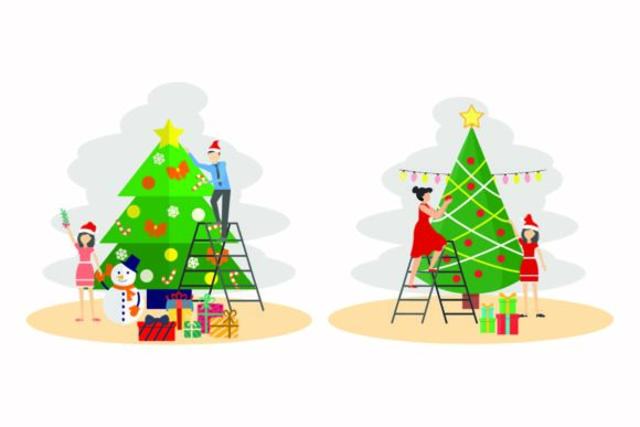 Christmas December Tree Vector Set for Seasonal Design
