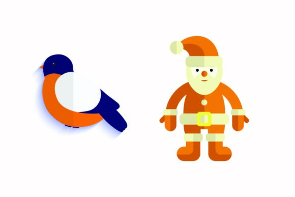 Christmas Decoration Sparrow Santa Illustrations