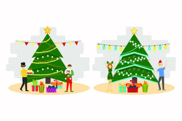Christmas Fir Tree Illustration Set