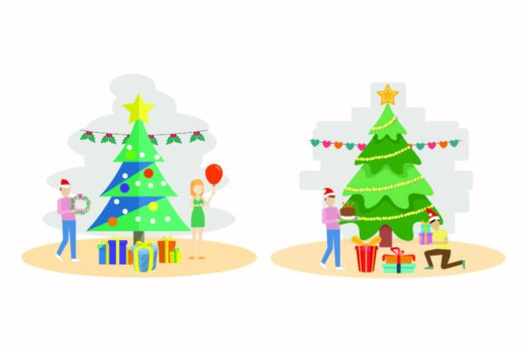 Christmas Gift Decoration Vector Set for Editorial Design