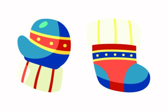 Christmas Gloves Shock Clothes Vector Illustrations