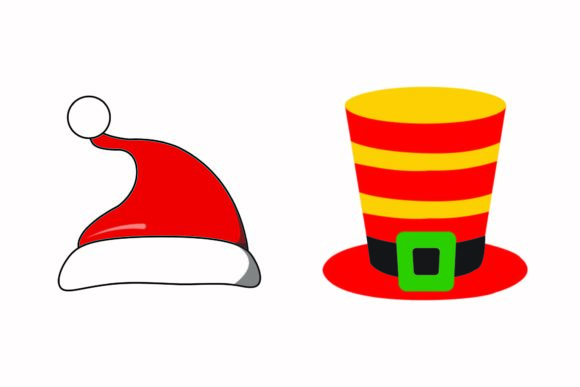 Christmas Hat Cap Headdress Vector Illustrations