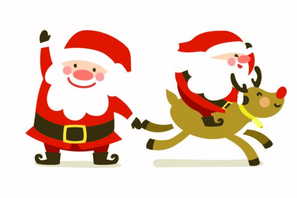 Christmas Santa Deer Vector Illustrations
