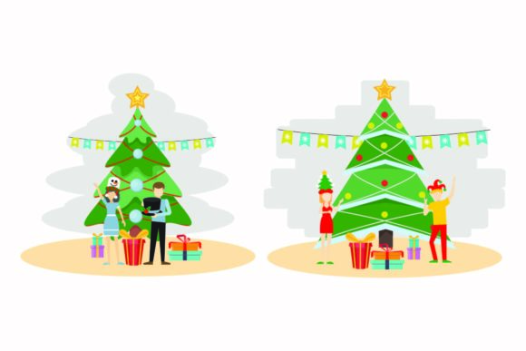 Christmas Sparkle Tree Vector Set for Festive Branding