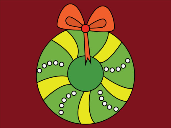 Christmas Wreath Ribbon Illustration