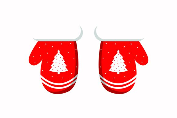 Glove Red Christmas Icon Illustrations